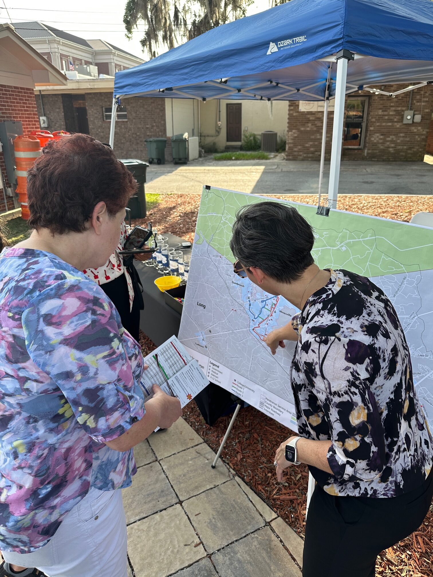 Two women looking at a map